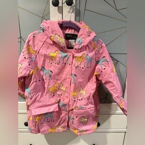 Foxfire for Kids Pink Horse Print Hooded Rain Jacket Coat 4T